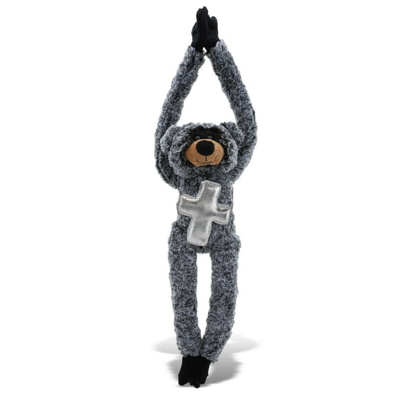 DolliBu Long-Arms Black Bear Stuffed Animal with Silver Cross Plush - Religious Baby Baptism Gifts for Boys and Girls, Christening Gifts Plush Prayer Toy Healing Teddy Bear - 21 Inches