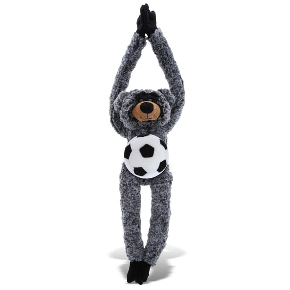 DolliBu Long Arms Black Bear Stuffed Animal with Soccer Ball Plush - Soft Plush Huggable Bear, Adorable Playtime Plush Toy, Cute Wildlife Gift, Super Soft Plush Toy for Kids and Adults - 21 Inches
