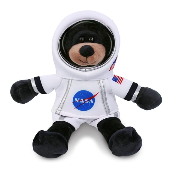 DolliBu Long Leg Black Bear Astronaut Plush Toy - Super Soft Wild Life Astronaut Stuffed Animal with Space Helmet and NASA Astronaut Suit, Spaceman Doll Decor for Girls and Boys - 10.5 Inch