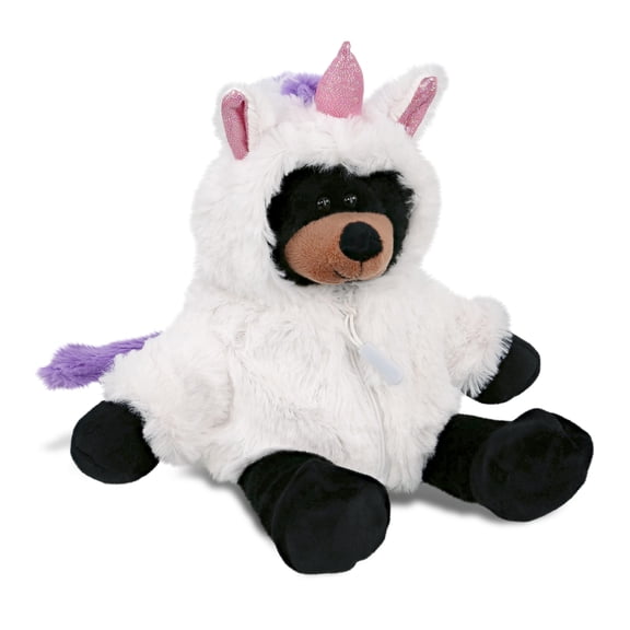 DolliBu Long Leg Black Bear Unicorn Plush Stuffed Animal Toy - Super Soft Black Bear Unicorn Dress Up with Removable Plush Unicorn Outfit, Fantasy Wildlife Gift with White Unicorn Dress - 10.5 Inches