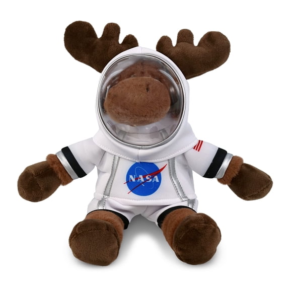 DolliBu Long Leg Moose Astronaut Plush Toy - Super Soft Wild Life Astronaut Stuffed Animal with Space Helmet and NASA Astronaut Suit, Spaceman Doll Decor for Girls and Boys - 10.5 Inch