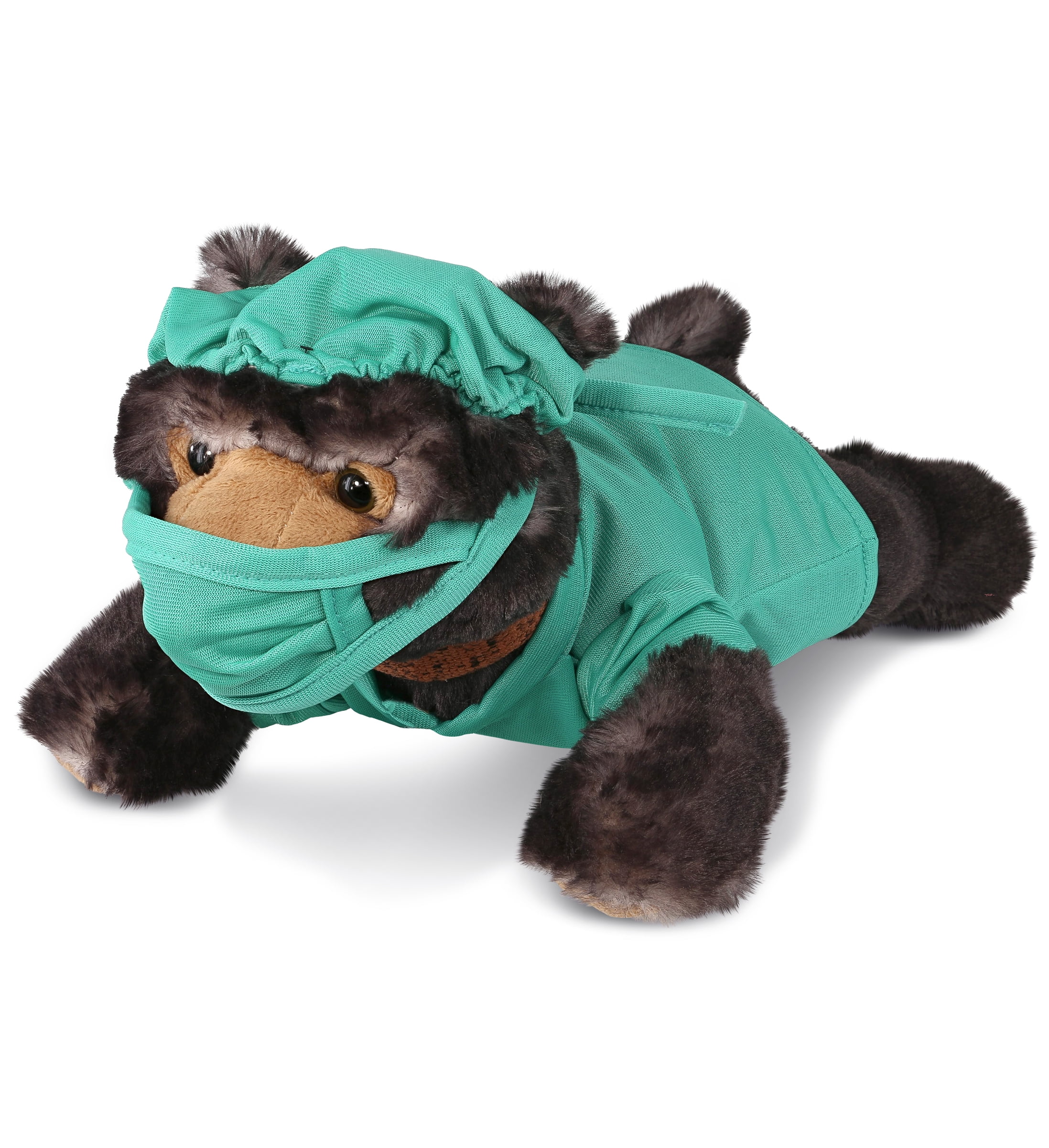 DolliBu Lying Black Bear Plush Toy - 10 Inch Super Soft Stuffed Animal For Kids & Collectors