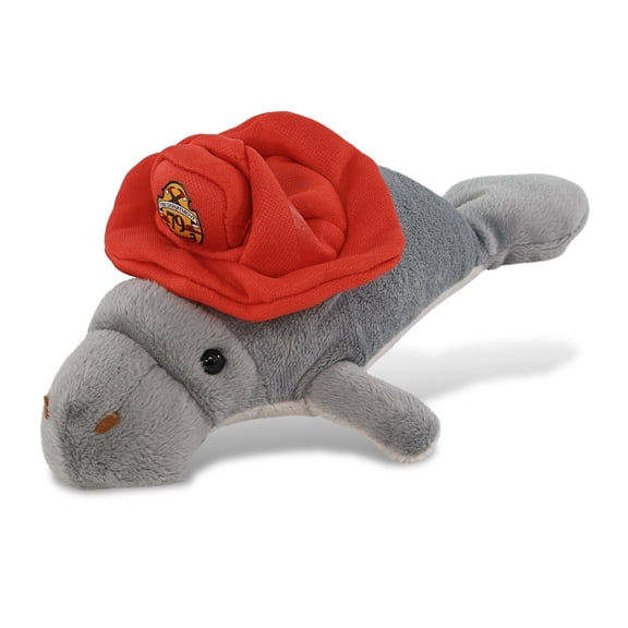 DolliBu Manatee Firefighter Stuffed Animal - Super Soft Manatee Fireman Toy with Red Fireman Hat Outfit, Cute Ocean Life Animal Fire Fighter Doll Plush Toy for Kids and Adults - 9 Inch