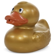 DolliBu Metallic Gold Duck Bath Buddy Squirter - Floating Gold Duck Rubber Bath Toy, Fun Water Squirting Bath Time Play For Toddlers, Animal Toy For Bathtub, Beach, and Pool for Girls and Boys