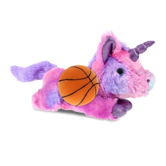 DolliBu Monday Pink Unicorn Stuffed Animal with Basketball Plush Soft Huggable Unicorn, Adorable Playtime Plush Toy, Cute Fantasy Gift Plush Doll Animal Toy for Kids and Adults 10.5 Inches