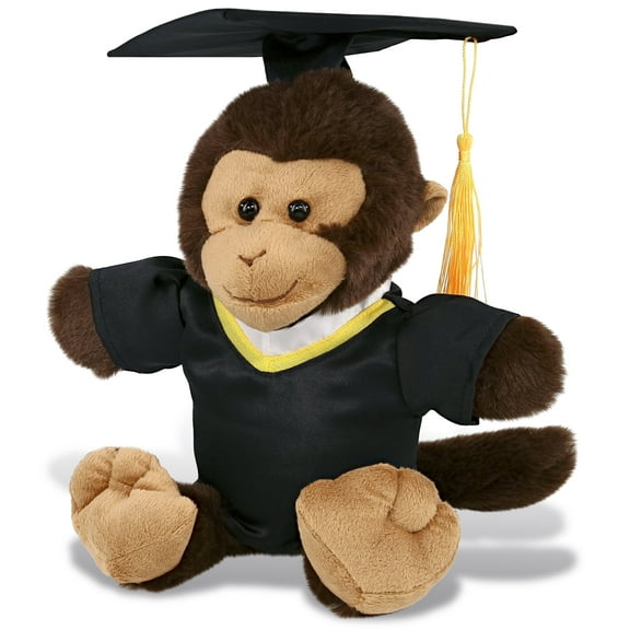 DolliBu Monkey Graduation Plush Toy - Soft Huggable Graduation Stuffed Animal Dress Up with Gown and Cap with Tassel Outfit - Cute Congratulatory Graduation Gift - 9 Inches