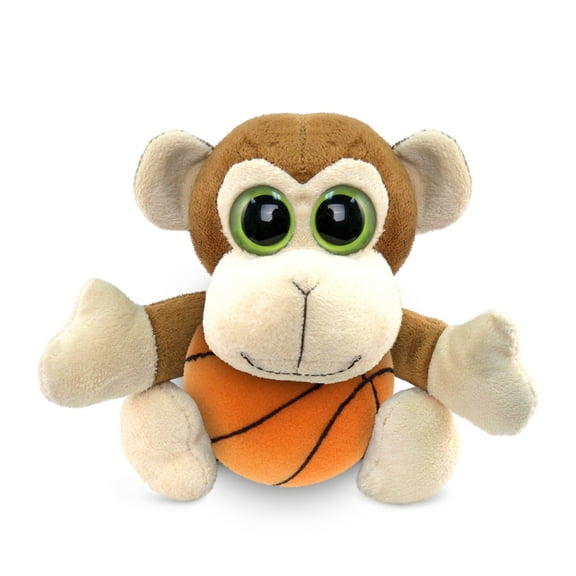 DolliBu Monkey Stuffed Animal with Basketball Plush - Soft Huggable Monkey, Adorable Playtime Plush Toy, Cute Wildlife Gift, Plush Doll Animal Toy for Kids and Adults - 6 Inches