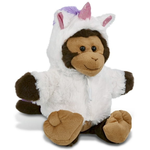 DolliBu Monkey Unicorn Plush Stuffed Animal Toy - Super Soft Monkey Unicorn Dress Up with Removable Plush Unicorn Outfit, Cute Monkey Fantasy Wildlife Gift with White Unicorn Dress - 9 Inches