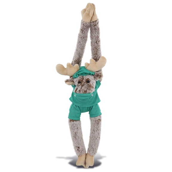 DolliBu Moose Doctor Plush Toy - Super Soft Moose with Long Arms Doctor Stuffed Animal Dress Up with Cute Scrub Uniform & Cap Outfit - Fluffy Doctor Toy Plush Gift - 21 Inches