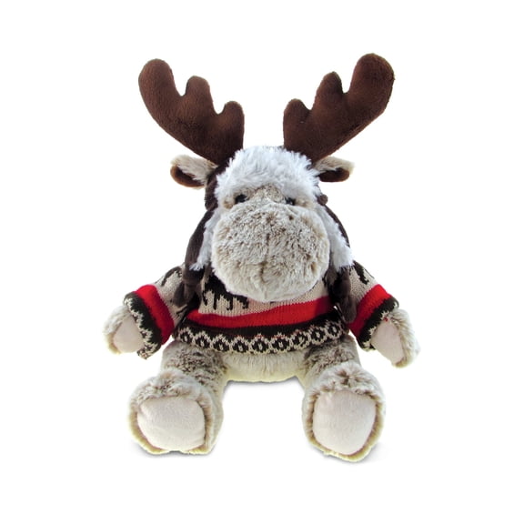 DolliBu Moose with Sweater Plush Toy - Cute Wild Stuffed Animal - 10 Inches