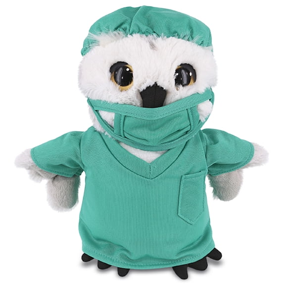 DolliBu Owl Doctor Plush Toy - Super Soft Owl Doctor Stuffed Animal Dress Up with Cute Scrub Uniform and Cap Outfit - Fluffy Doctor Toy Plush Gift - 8.5 Inches