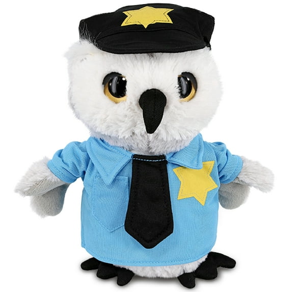 DolliBu Owl Police Officer Plush Toy - Super Soft Owl Cop Stuffed Animal Dress Up with Cute Cop Uniform and Cap Outfit - Fluffy Policeman Toy Plush Gift - 8.5 Inches