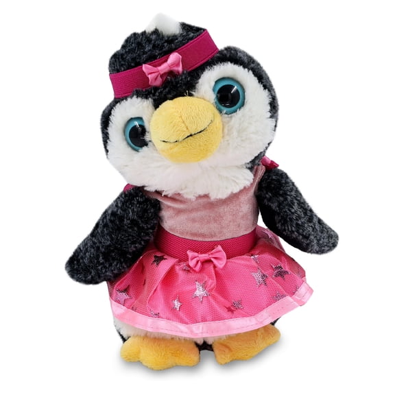 DolliBu Penguin Stuffed Animal with Ballerina Dress Up Set - Cute Penguin Plush Toy in Ballet Costume with Tutu Skirt, Headband, and Shirt for Kids and Adults - 8 Inches