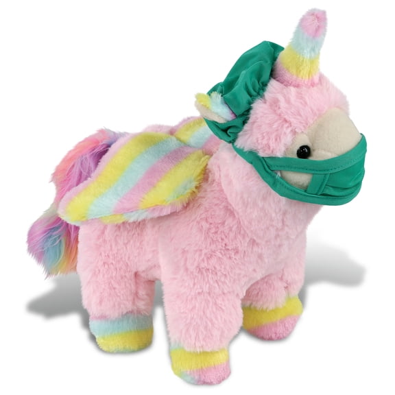 DolliBu Pink Flying Llamacorn Doctor Plush Toy - Super Soft Llamacorn Doctor Stuffed Animal Dress Up with Scrub Uniform and Cap Outfit - Fluffy Doctor Toy Plush Gift - 11 Inches