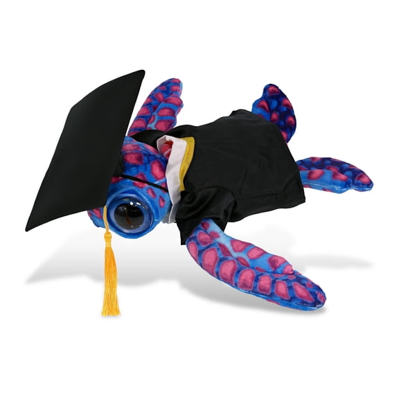 DolliBu Pink Sea Turtle Graduation Plush Toy - Super Soft Sea Turtle Plush Graduation Stuffed Animal Dress Up with Graduation Gown and Cap with Tassel Outfit - Congratulatory Graduation Gift - 10 Inch