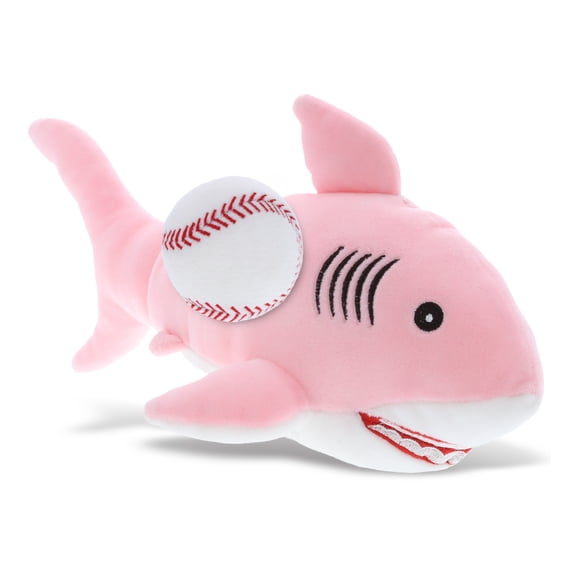 DolliBu Pink Shark Stuffed Animal with Baseball Plush  Soft Huggable Shark, Adorable Playtime Shark Plush Toy, Cute Wildlife Gift, Baseball Plush Doll Animal Toy for Kids and Adults  12 Inch