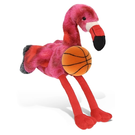 DolliBu Pink Tie-Dye Flamingo Stuffed Animal with Basketball Plush  Soft Huggable Flamingo, Adorable Playtime Plush Toy, Cute Wildlife Gift Plush Doll Animal Toy for Kids and Adults  10.5 Inches