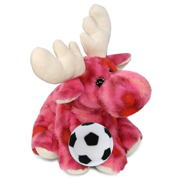 DolliBu Pink Tie-Dye Floppy Moose Stuffed Animal with Soccer Ball Plush - Huggable Moose, Adorable Playtime Plush Toy, Super Soft Stuffed Doll Animal Toy for Kids, Adults - 9 Inch