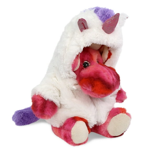 DolliBu Pink Tie-Dye Moose Unicorn Plush Stuffed Animal Toy Super Soft Moose Dress Up with Removable Plush Unicorn Outfit, Cute Fantasy Wildlife Gift for Kids and Adults 9 Inches