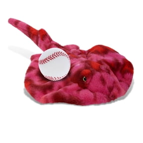 DolliBu Pink Tie-Dye Stingray Stuffed Animal with Baseball Plush - Huggable Stingray Gift, Cute Ocean Animal with Plush Baseball Toy for Kids, Adults with Name Personalization - 20 Inches