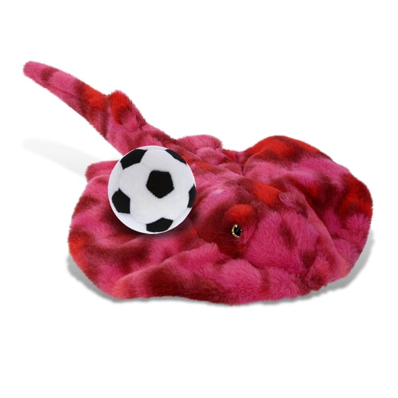 DolliBu Pink Tie-Dye Stingray Stuffed Animal with Soccer Ball Plush - Soft Huggable Stingray Playtime Plush Toy, Cute Ocean Life Gift, Super Soft Plush Doll Animal Toy for Kids, Adults - 20 Inches