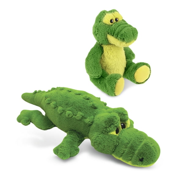 DolliBu Plush Alligator Stuffed Animal - Soft Huggable Green XL Alligator and Sitting Green Alligator Adorable Playtime Plush Toys, Cute Animal Cuddle Gifts, Super Soft Plush Doll Animal Toys