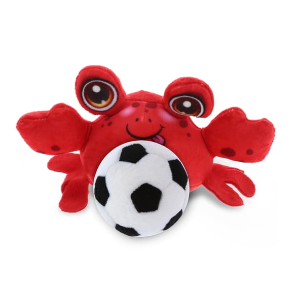 DolliBu Plush Buddies Crab Stuffed Animal with Soccer Ball Plush - Fluffy and Huggable Crab Playtime Toy, Cute Ocean Gift Doll, Super Soft Stuffed Doll Animal Toy for Kids, Adults - 8 Inches