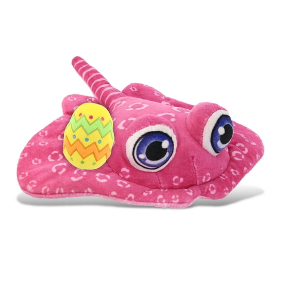 DolliBu Plush Buddies Pink Stingray with Yellow Easter Egg Plush - Perfect Ocean Stuffed Animals for Easter Basket, Cute Easter Egg Stuffed Animal Spring Toys for Girls, Boy, and Babies - 10 Inches