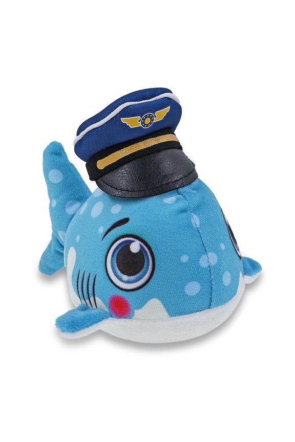 Plush Buddies Shark Stuffed Animal with Pilot Cap - Cute Ocean Animal Shark Plush Toy with Airplane Aviation Cap Dress Up Toy for Kids and Adults - 6 Inches