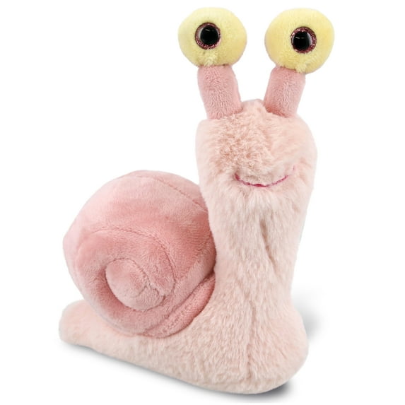 DolliBu Plush Snail Stuffed Animal - Soft Huggable Big Eyes Pink Snail, Adorable Playtime Land Snail Plush Toy, Cute Wild Life Cuddle Gifts for Kids and Adults - 5.5 Inches