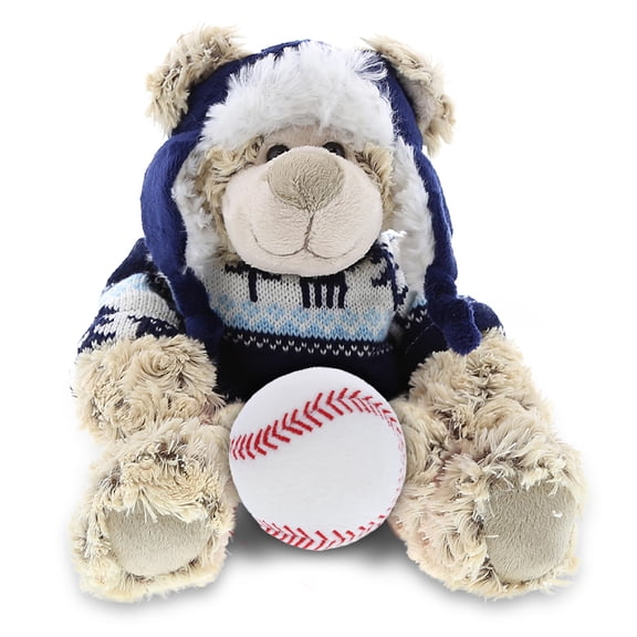 DolliBu Polar Bear with Clothes Stuffed Animal with Baseball Plush - Soft and Huggable Polar Bear Gift, Cute Wild Animal with Plush Baseball Toy for Kids, Adults - 9 Inches
