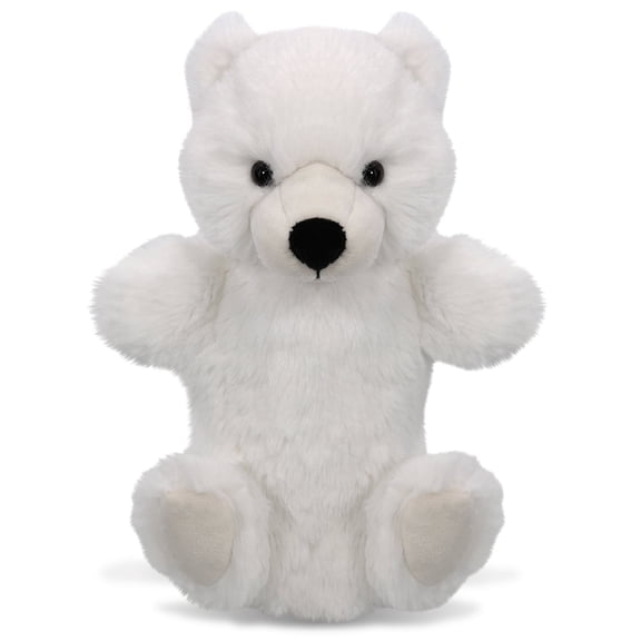 DolliBu Polar Bear Plush Hand Puppet - Super Soft Stuffed Animal Polar Bear Puppet Toy for Kids, Educational Cute Plush Puppets for Teaching, Games, and Shows