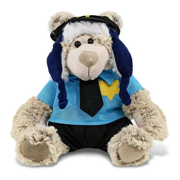 DolliBu Polar Bear Police Officer Super Soft Plush Toy - Soft Polar Bear Cop Stuffed Animal Dress Up with Cute Cop Uniform and Cap Outfit - Sweet Plush Polar Bear Hand Puppet Gift - 10 Inches