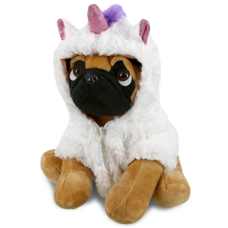 DolliBu Pug Unicorn Plush Stuffed Animal Toy Super Soft Dogcorn Dress Up with Removable Plush Unicorn Outfit Cute Fantasy Wildlife Gift 9 Inch