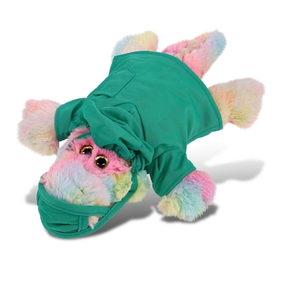 DolliBu Rainbow Alligator Doctor Plush Toy - Super Soft Alligator Doctor Stuffed Animal Dress Up with Cute Scrub Uniform and Cap Outfit - Fluffy Doctor Toy Plush Gift - 12 Inches