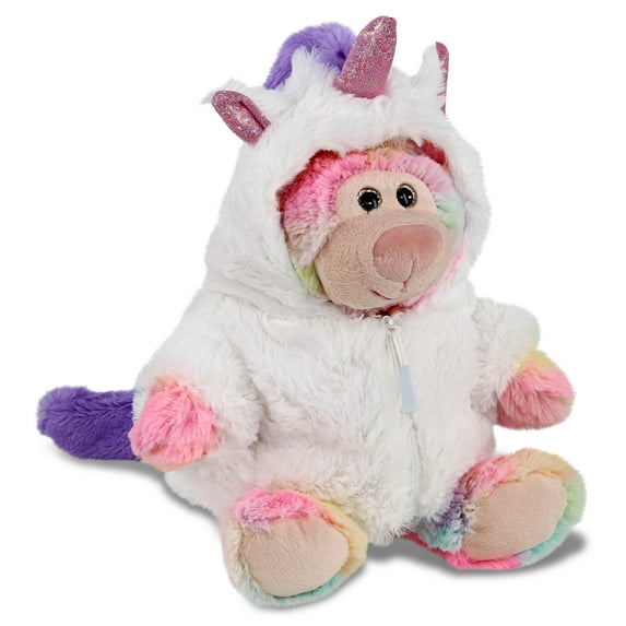 DolliBu Rainbow Bear Unicorn Plush Stuffed Animal Toy - Super Soft Rainbow Bear Unicorn Dress Up with Removable Plush Unicorn Outfit, Cute Fantasy Wildlife Gift - 9 Inches