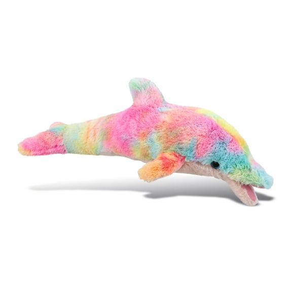 DolliBu Rainbow Dolphin Stuffed Animal Soft Huggable Dolphin Stuffed Toy, Adorable Playtime Ocean Plush Toy, Cute Cuddle Gifts, Super Soft Plush Doll Animal Toy for Kids and Adults 14 Inches