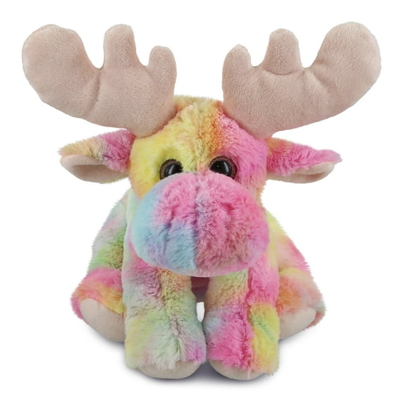 DolliBu Rainbow Floppy Moose Stuffed Animal  Soft Huggable Moose Stuffed Toy, Adorable Playtime Wildlife Plush Toy, Cute Cuddle Gifts, Super Soft Plush Doll Animal Toy for Kids  12 Inch