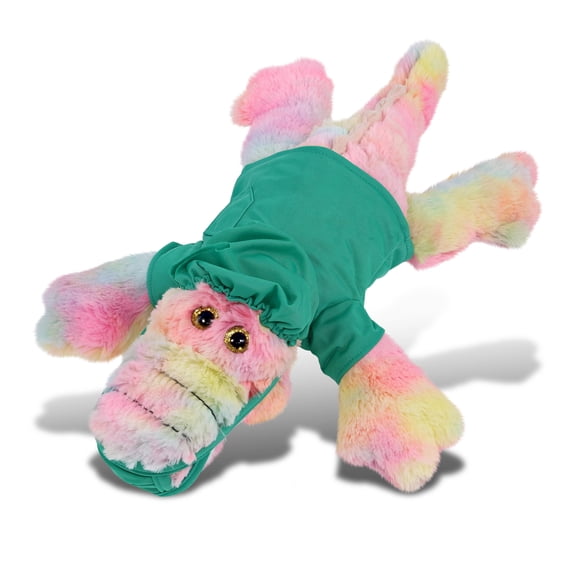 DolliBu Rainbow Large Alligator Doctor Plush Toy - Super Soft Alligator Doctor Stuffed Animal Dress Up with Scrub Uniform and Cap Outfit - Fluffy Doctor Toy Plush Gift - 17 Inches