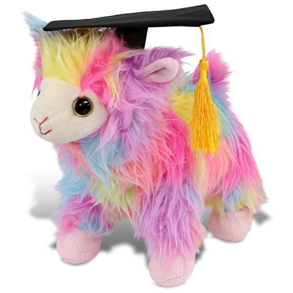DolliBu Rainbow Llama Graduation Plush Toy Stuffed Animal - Graduation Gift Stuff Animal Plush Toys with Cap with Tassel Outfit - Cute Graduation Gifts - 10 Inches