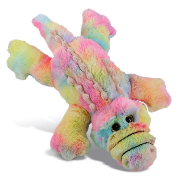 DolliBu Rainbow Lying Alligator Stuffed Animal Soft Huggable Gator Stuffed Toy, Adorable Playtime Wildlife Plush Toy, Cute Cuddle Gifts, Super Soft Plush Doll Animal Toy for Kids 12 Inches