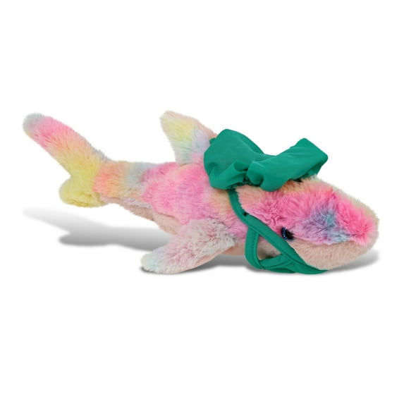 DolliBu Rainbow Shark Doctor Plush Toy - Super Soft Shark Doctor Stuffed Animal Dress Up with Cute Scrub Uniform and Cap Outfit - Fluffy Doctor Shark Toy Plush Gift - 14 Inches