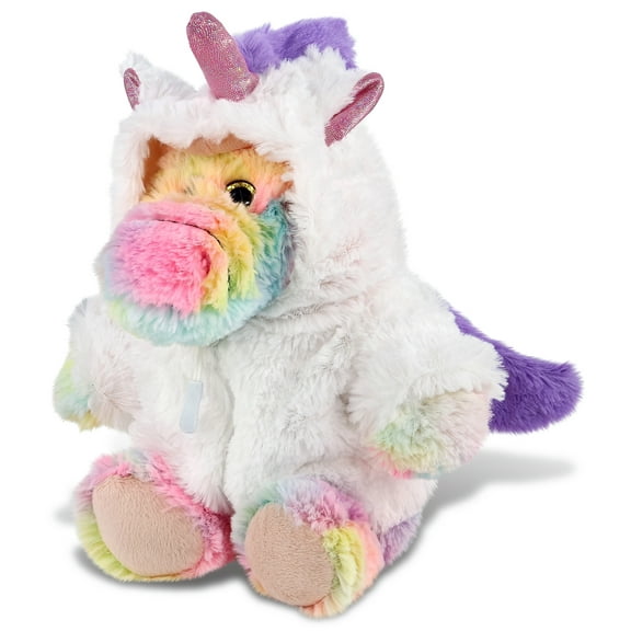DolliBu Rainbow Sitting Alligator Unicorn Plush Stuffed Animal Toy - Super Soft Alligator Unicorn Dress Up with Removable Plush Unicorn Outfit, Cute Fantasy Gift - 9 Inches