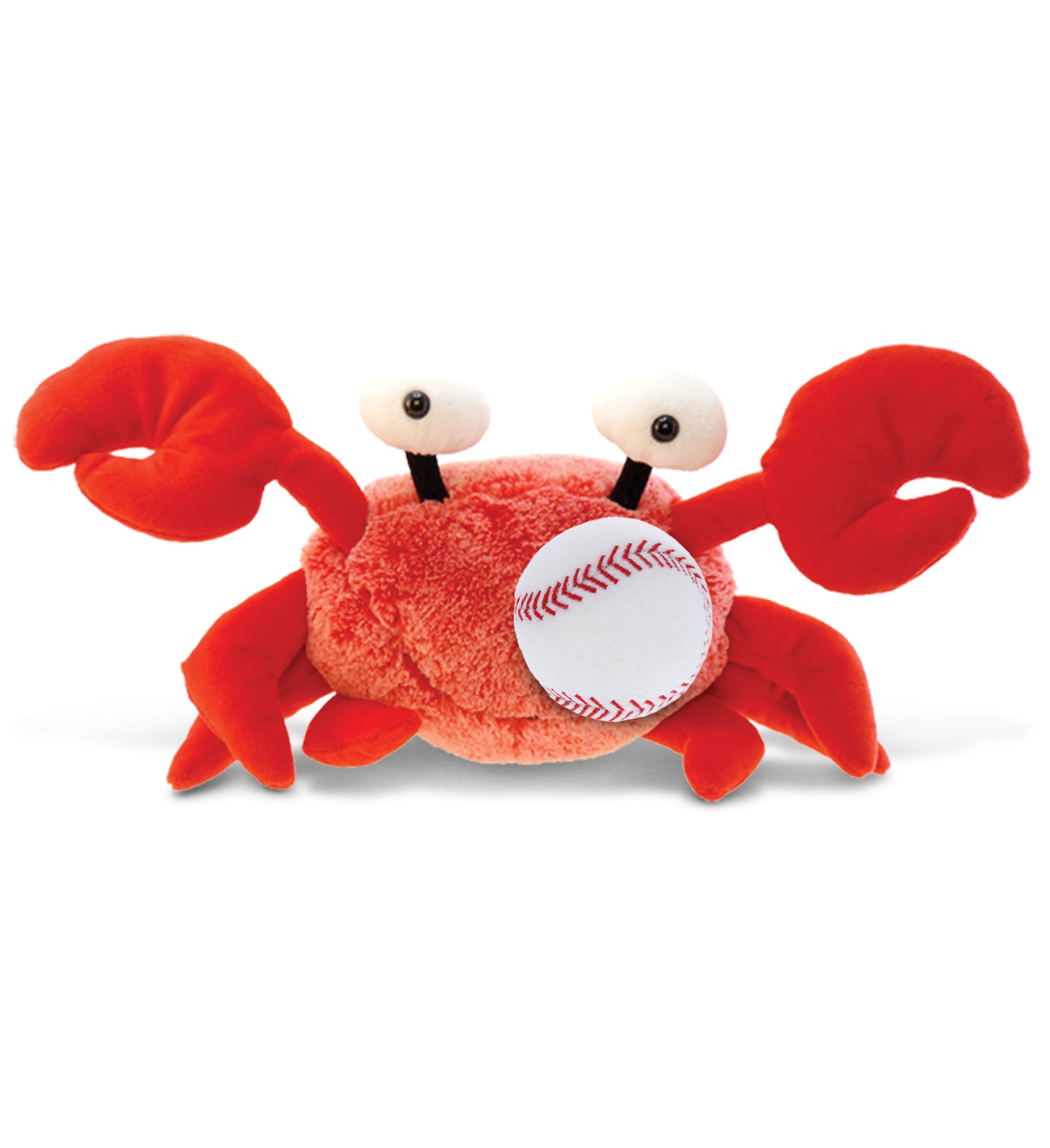 DolliBu Red Crab Stuffed Animal with Baseball Plush Soft Huggable Red