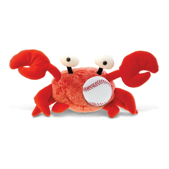 DolliBu Red Crab Stuffed Animal with Baseball Plush - Soft Huggable Red Crab, Adorable Playtime Plush Toy, Cute Wildlife Gift, Super Soft Plush Doll Animal Toy for Kids and Adults - 12 Inches