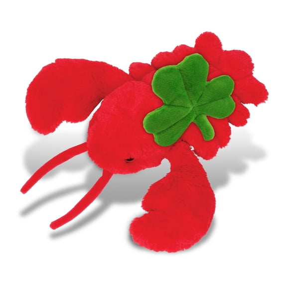 DolliBu Red Lobster Stuffed Animal with Green Plush Shamrock - Cute Green Shamrock Plush St Patricks Day Stuffed Animal Lobster, Good Luck St Patricks Day Toys for Kids, Baby - 13 Inches