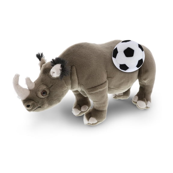 DolliBu Rhino Wild Collection Stuffed Animal with Soccer Ball Plush - Soft Huggable Rhinoceros, Adorable Playtime Plush Toy, Wildlife Gift, Super Soft Plush Doll Animal Toy for Kids, Adults - 16 Inch