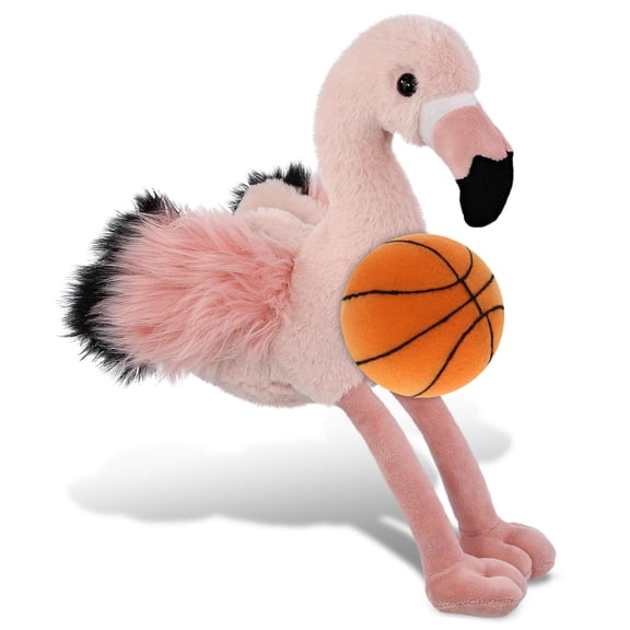 DolliBu Rose Flamingo Stuffed Animal with Basketball Plush  Soft Huggable Flamingo, Adorable Playtime Plush Toy, Cute Wildlife Gift Plush Doll Animal Toy for Kids and Adults  11 Inches