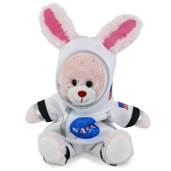 DolliBu Rose Gold Bunny Astronaut Plush Toy - Super Soft Farm Life Astronaut Stuffed Animal with Space Helmet and NASA Astronaut Suit, Spaceman Doll Decor for Girls and Boys - 8 Inch
