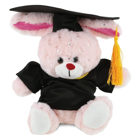 DolliBu Rose Gold Bunny Graduation Plush Toy - Super Soft Graduation Stuffed Animal Dress Up with Gown and Cap with Tassel Outfit - Cute Congratulatory Graduation Gift - 8 Inches